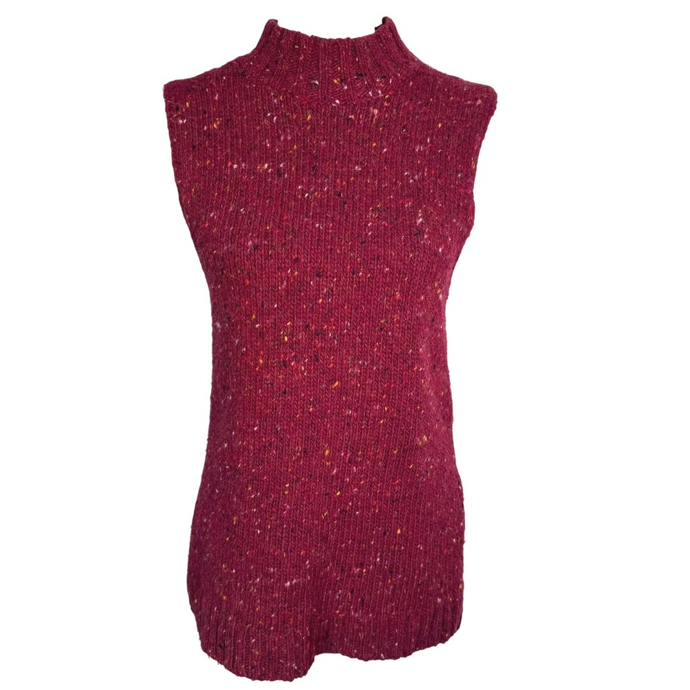 ABERCROMBIE‎ & FITCH Women's Small Burgundy Red Donegal Tweed Mock Neck Sweater